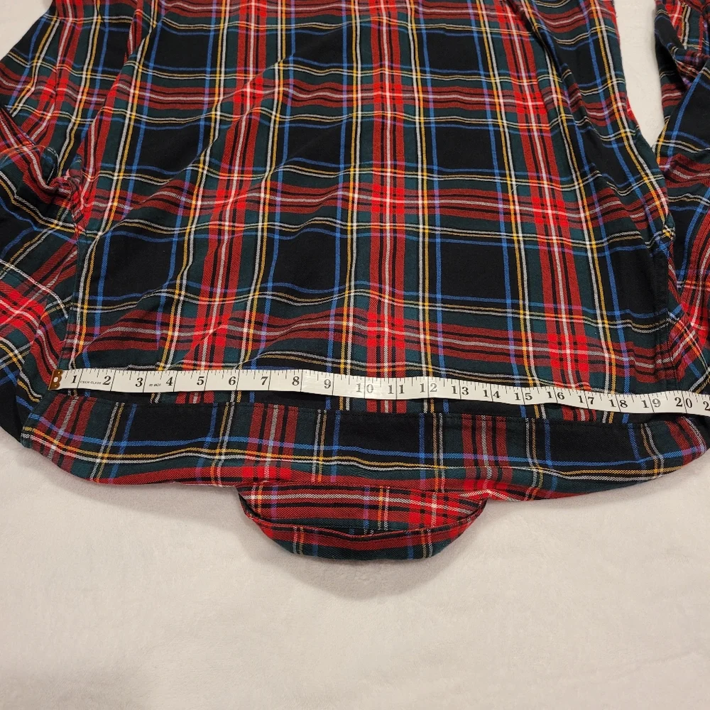 J.Crew Vintage Men's Flannel Plaid‎ Button-up Shirt, Size XL, Black Red Multi